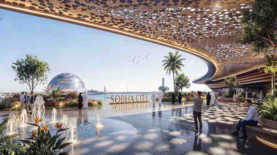 Sobha City Abu Dhabi waterfront residences aerial render